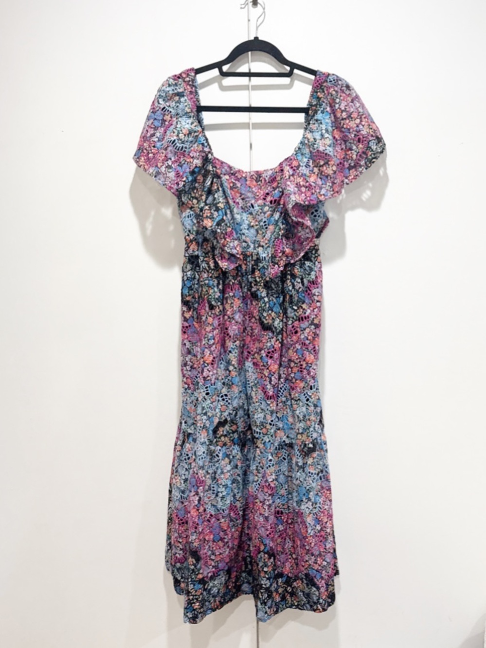 Anthropologie Clementine Eyelet Floral Maxi Dress Size SP - Picture 5 of 8